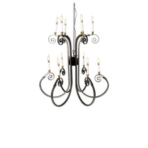 Two Tier Black Metal Chandelier