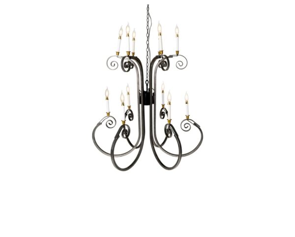 Two Tier Black Metal Chandelier