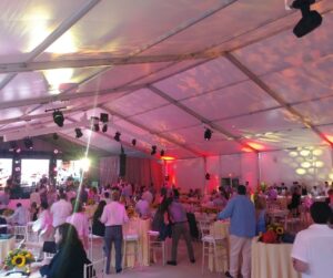 Frame tent used at a wedding reception for unpredictable weather in New York City