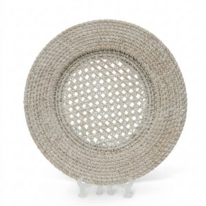 White Wash Rattan Charger Plate
